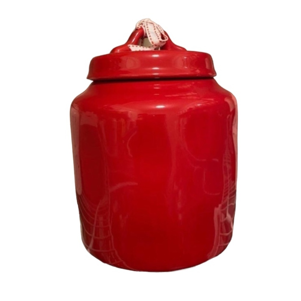 NEW Rae Dunn Christmas Mistletoe kisses chubby canister cookie jar - Picture 2 of 9